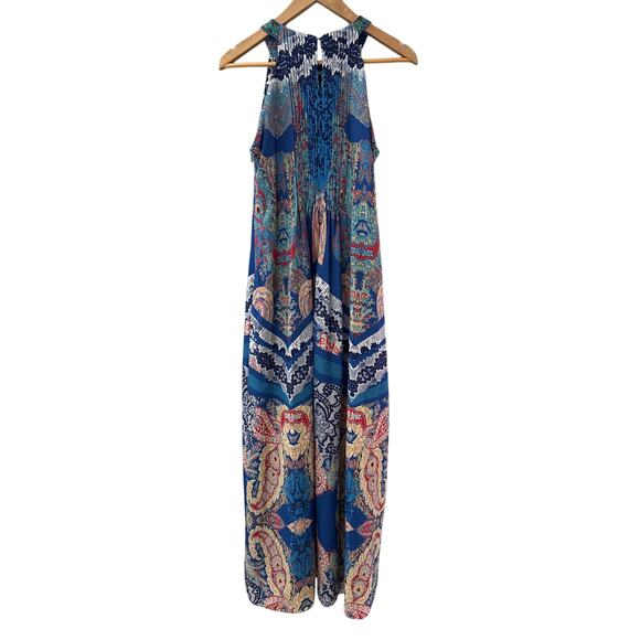 Ranna Gill Anthropologie Jewel Embellished Pleated Boteh Maxi Dress Multi Size 8 - Picture 13 of 15